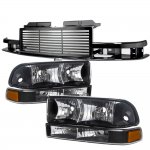 Chevy S10 1998-2004 Black Billet Grille and Headlights Bumper Lights