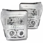 2011 Ford F550 Chrome Clear Halo Projector Headlights LED DRL