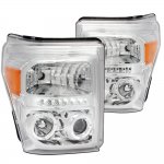 Ford F450 Super Duty 2011-2016 Chrome Halo Projector Headlights LED DRL