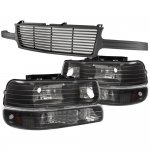 2001 Chevy Silverado Black Billet Grille and Headlights Bumper Lights