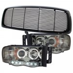 2004 Dodge Ram Black Billet Grille and Smoked Projector Headlights