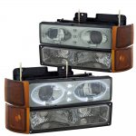 1995 GMC Sierra Smoked Angel Eyes Halo Projector Headlights Set