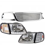 2000 Ford Expedition Chrome Vertical Grille LED DRL Headlights LED Signal Lights