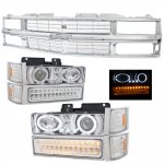 1998 Chevy 1500 Pickup Chrome Grille and Projector Headlights LED Bumper Lights