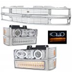 1996 Chevy Silverado Chrome Grille and Projector Headlights LED Bumper Lights