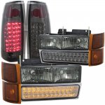 2000 GMC Sierra 3500 Smoked Headlights LED DRL and LED Tail Lights