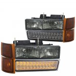 GMC Sierra 1994-1998 Smoked Headlights and LED Bumper Lights