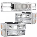 1998 Chevy 1500 Pickup Chrome Vertical Grille Headlights Bumper Lights