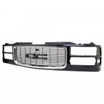 2000 GMC Sierra 2500 Black Replacement Grille with Chrome Trim