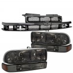 2003 Chevy Blazer Black Grille and Smoked Headlights Set