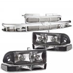 2003 Chevy Blazer Chrome Grille and Black Clear Headlights Set