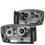 2008 Dodge Ram Smoked Dual Halo Projector Headlights with LED