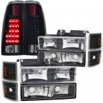 1996 Chevy 2500 Pickup Black Headlights Set Black Out LED Tail Lights
