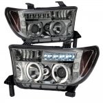 2010 Toyota Sequoia Smoked Dual Halo Projector Headlights with LED