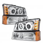 2004 Chevy Avalanche Clear Dual Halo Projector Headlights and Bumper Lights
