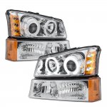 2003 Chevy Silverado 1500HD Clear Dual Halo Projector Headlights and Bumper Lights