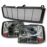 1999 Chevy Silverado Black Grille and Smoked LED DRL Projector Headlight Conversion