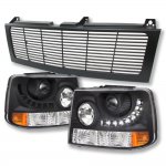 2001 Chevy Silverado Black Grille and LED DRL Projector Headlight Conversion