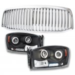 2008 Dodge Ram Chrome Vertical Grille and Headlight Set