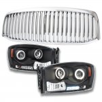 2006 Dodge Ram 3500 Chrome Vertical Grille and Headlight Set