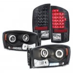 2008 Dodge Ram Black Projector Headlights and Black LED Tail Lights