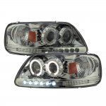 2000 Ford Expedition Smoked Halo Projector Headlights with LED