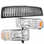 1996 Dodge Ram Black Vertical Grille and Headlights with LED Corner Lights