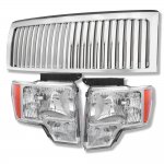 2011 Ford F150 Chrome Vertical Grille and Euro Headlights