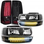 2001 Chevy Silverado 1500HD Black Headlights DRL and LED Tail Lights