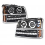 2003 Chevy Avalanche Black Projector Headlights and LED Bumper Lights