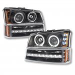 2003 Chevy Silverado Black Projector Headlights and LED Bumper Lights