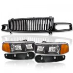 2004 GMC Sierra Denali Black Grille and Headlights Bumper Lights