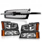 2004 Chevy Silverado 1500 Black Grille and Headlights Bumper Lights