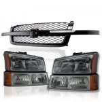 2003 Chevy Silverado 1500HD Black Grille and Smoked Headlights Bumper Lights