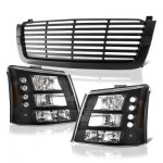 2004 Chevy Avalanche Black Front Grill and Headlights Conversion