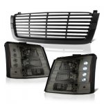 2005 Chevy Silverado 1500 Black Front Grill and Smoked Headlights Conversion