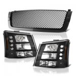 2004 Chevy Avalanche Black Mesh Grille and Headlights Conversion