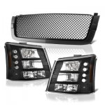 2004 Chevy Silverado 2500 Black Mesh Grille and Headlights Conversion