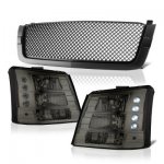 2006 Chevy Avalanche Black Mesh Grille and Smoked Headlights Conversion