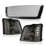 Chevy Avalanche 2003-2006 Black Grille Silver Mesh and Smoked Headlights Conversion