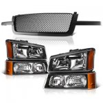 2003 Chevy Avalanche Black Mesh Grille and Headlights