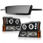 2006 Chevy Avalanche Black Mesh Grille and Projector Headlights