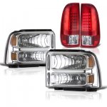 2005 Ford F550 Super Duty Clear Headlights and Red LED Tail Lights