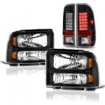 2007 Ford F450 Super Duty Black Headlights and LED Tail Lights
