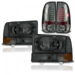 2004 Ford F350 Super Duty Smoked Headlights and LED Tail Lights