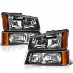 2005 Chevy Avalanche Black Euro Headlights and Bumper Lights