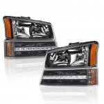 Chevy Silverado 1500HD 2003-2006 Black Headlights and LED Bumper Lights