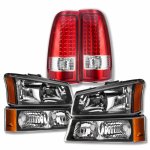 2005 Chevy Silverado 1500HD Black Headlights and LED Tail Lights Red Clear