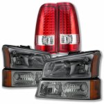 2005 Chevy Silverado 1500HD Smoked Headlights and LED Tail Lights Red Clear