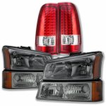 2004 Chevy Silverado 2500HD Smoked Headlights and LED Tail Lights Red Clear